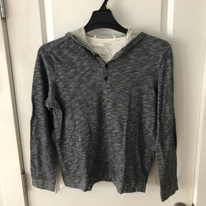 $198 Men’s VINCE Hoodie 100% Cotton Button Hooded Sweater Sz L Gray-Blue Steel - Picture 1 of 12