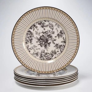 Royal Doulton Provence Noir Platos de Ensalada Floral de Frutas Blancas Negras Lote de 6 piezas 9" - Imagen 1 de 5