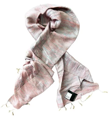 Bufanda de seda tejida Jim Thompson rosa azul nueva  Foto 1 de 4