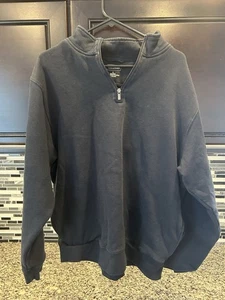 LL Bean Sweater Mens Size Large Blue Cotton Quarter Zip Pullover Long Sleeve - Picture 1 of 5