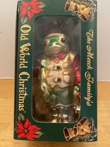 Vintage Peschka Mercury Glass Hand Blown Frog Fisherman Ornament, 1996 - Picture 1 of 3