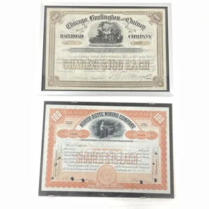 North Butte Mining & Chicago Burlington Quincy Company Framed Stock Certificates - Picture 1 of 5
