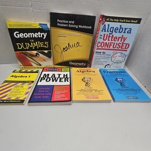 Lot 7 High School Math Study Guides Workbooks Algebra Geometry Fractions Help - Foto 1 di 19