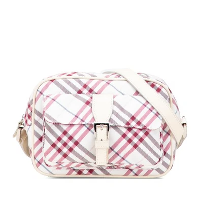 Bolso Bandolera Autenticado Burberry Nova Check Tela de Lona Blanca Foto 1 de 4