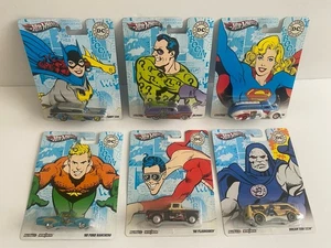 Hot Wheels 2012 DC Comics Set of 6 Real Riders Metal Aqua-man Supergirl Batgirl - Picture 1 of 15