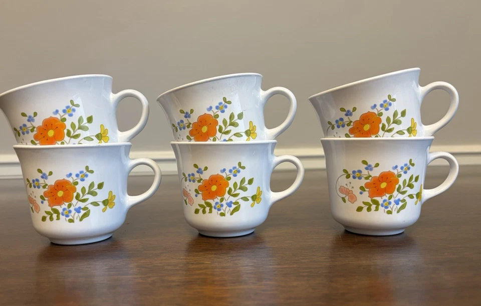 Juego de 6 tazas planas florales vintage Corelle CORNING flor silvestre Foto 1 de 4