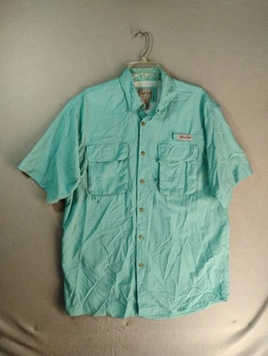Bimini Bay Mens Shirt Large Blue Vented Short Sleeve Solid Fishing Button Up - Image 1 of 4
