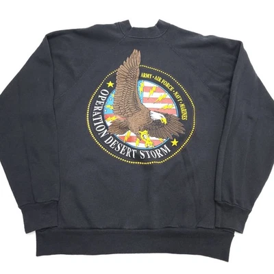 Vintage Mens Sweatshirt Size XL Operation Desert Storm Military Eagle Black  - Image 1 of 4