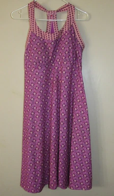 Prana Cali Dress Size XL Pink Purple Print Shelf Bra Racerback Stretch Hiking - Image 1 of 4