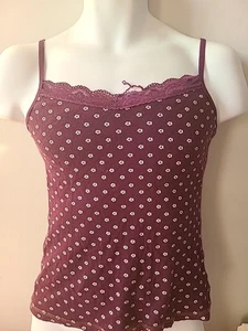 Love to Lounge - Purple Spaghetti Strap Lace Trimmed Spotted Vest Top Size 10 UK - Picture 1 of 6