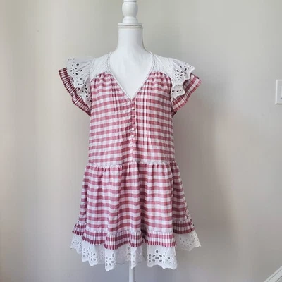 Vestido Hunter Bell Virginia Roseta Cuadros Talla Pequeña Rosa Malva Ojales Volantes Foto 1 de 4