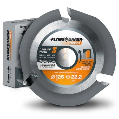 BAYERWALD WERKZEUGE Bayerwald Flying Shark Ø 125mm (3 Zähne) Holz Sägeblatt - Schnitzen, Entrinden -