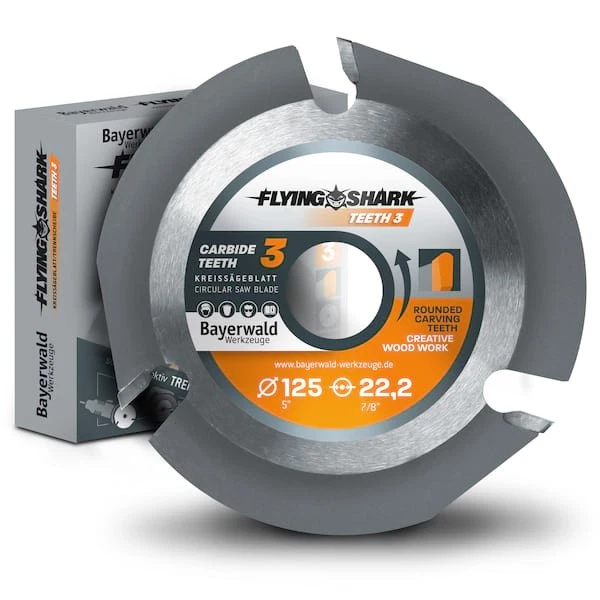 BAYERWALD WERKZEUGE Bayerwald Flying Shark Ø 125mm (3 Zähne) Holz Sägeblatt - Schnitzen, Entrinden -