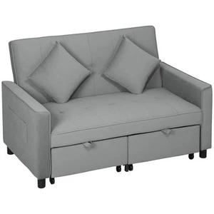 Schlafsofa, 2-Sitzer Sofa mit Schlaffunktion, Verstellbare Rückenlehne, Rollen - Bild 1 von 10