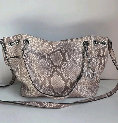 $298 Bolso Michael Kors Cartera Jet Set Cadena Piel de Serpiente Repujado Hombro Cruz Bolso Foto 1 de 4