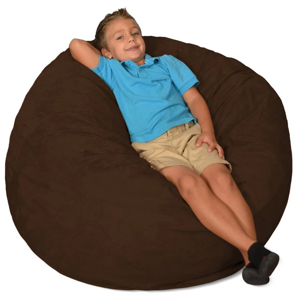 Silla bolsa de frijoles de espuma viscoelástica de 3 pies, micro gamuza chocolate Foto 1 de 1