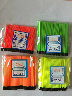 1 of 6 Hollow Antenna Fluo Tips Bristle For Pole Fish Float 0.8 1.0 1.2mm 200pcs - Image 1 of 2