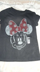 XXS 2/3 Minnie Mouse Black Tee with Sparkling Bow NWT Disney Stores Free Ship - Picture 1 of 1