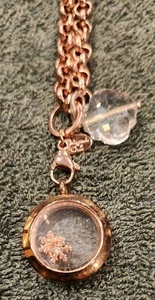 Origami Owl Rose Gold Tone Chain Necklace, 2 Snow Flake Floating Charm Pendant - Picture 1 of 5