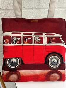 Large Shopper, Tote, Hand bag, Beach Bag, Classic Red Campervan, Hand Made in UK - Picture 1 of 5