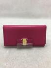 Salvatore Ferragamo Long Wallet Leather PNK Gold Solid Color Women's Made in Ita