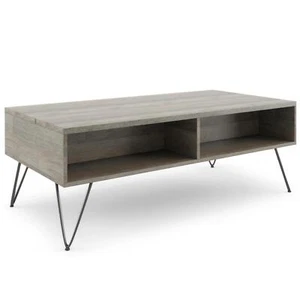 Simpli Home Hunter SOLID MANGO WOOD and Metal Wide Industrial Lift Top Coffee Ta - Picture 1 of 1