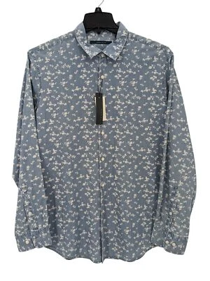 Camisa con botones Perry Ellis para hombre talla XL floral cambray vaquero costero occidental Foto 1 de 4