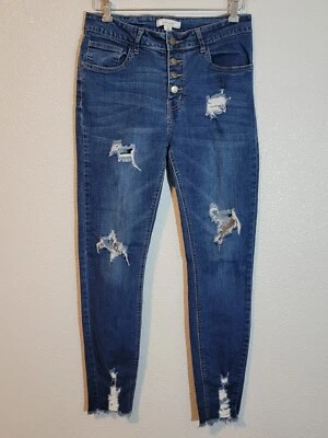 Adam Levine Jeans Mujer Talla 9 Ajustado Desgastado Botón Elástico Denim Azul Foto 1 de 4