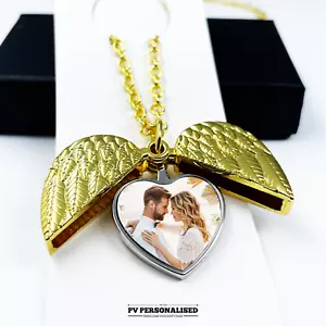 Collar Foto Personalizado Corazón Alas de Ángel Medallón Regalo San Valentín con Imagen - Imagen 1 de 7