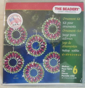 The Beadery #3052 Christmas Craft Bead PURPLE WREATH Ornament Kit makes 6 NIP - Picture 1 of 5
