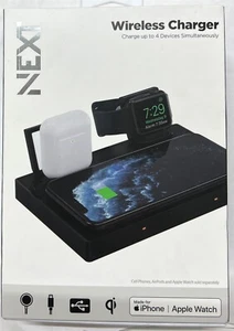 NEXT - 4-in-1 10W Wireless Charging Pad for Apple Watch, iPhone, AirPods - Black - Picture 1 of 2