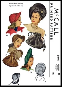 McCall # 1298 Beret HATS & BAG Fabric Sewing Pattern Chemo Cancer Alopecia 23"  - Picture 1 of 2
