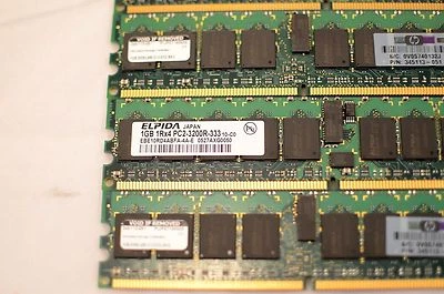 20 pcs of HP 345113-051 - 1GB DDR2-400 Server Ram - ELPIDA 1Rx4 PC2-3200R-333 - Image 1 of 3