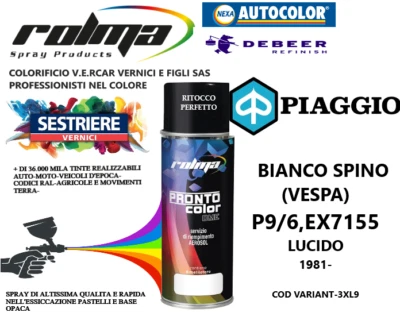 BIANCO SPINO (VESPA) P9/6,EX7155 DAL 1981 LUCIDO SPRAY 400ML