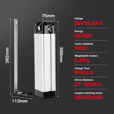 YOSE POWER E-Bike Akku 36V 10.4Ah 385Wh Li-Ion Batterie Pedelec Elektrofahrrad Ladegerät