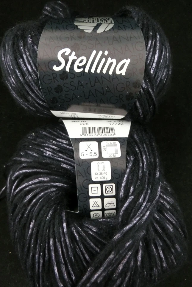 (159€/kg): 50 g LG STELLINA,Fb.05 lila schwarz, Glanz-/Flausch-Effekt  #3371 - Bild 1 von 1