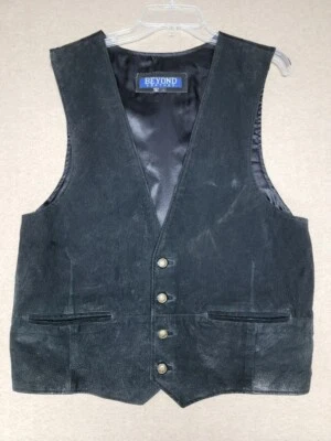 Chaleco estilo motociclista occidental delantero cuero gamuza grande BEYOND LEATHER para hombre Foto 1 de 4