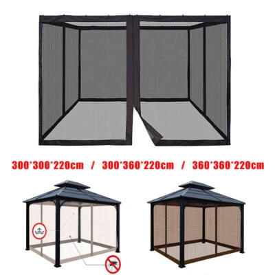Garden Gazebo Mosquito Netting 4-Panel Patio Screen Walls with Zipper Outdoor - Image 1 of 4