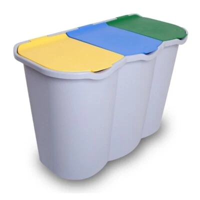 Secchio Raccolta Differenziata 3 Scomparti Pattumiera Grande Bidone Rifiuti 80 L - Immagine 1 di 3