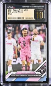 2024 Topps Now MLS #70 Lionel Messi Blue /49 card CGC 10 Pristine Gold Label - Picture 1 of 2