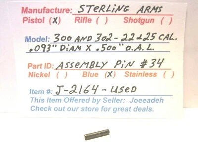 BRAZOS ESTERLINA 302-300 (PIN DE MONTAJE- .093" DIAM. X .500" LONG) (J-2164) Foto 1 de 2