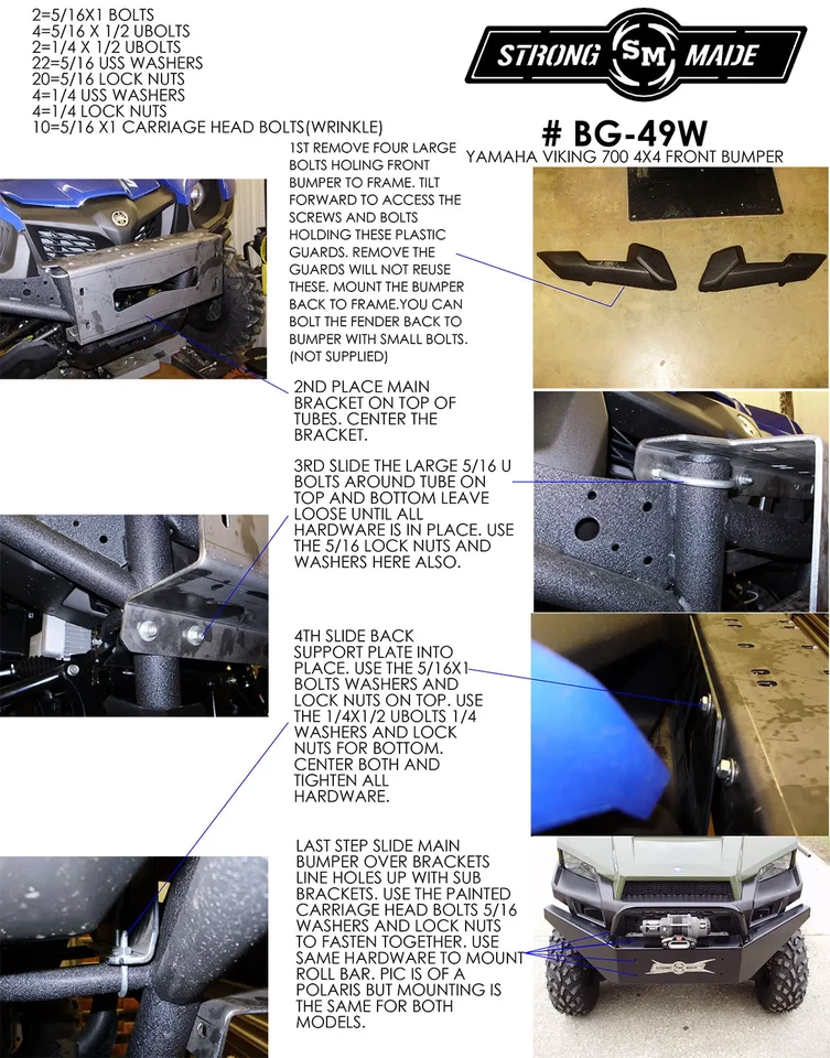 PARA-CHOQUE DIANTEIRO SÉRIE GUINCHO FEITO FORTE YAMAHA VIKING 700 2014-2021 - Imagem 1 de 1