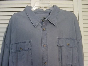UNISEX "Red Head"  BLUE DENIM 8 BUTTON LONG SLEEVED SHIRT 100% COTTON  SZ 2xlt - Picture 1 of 4