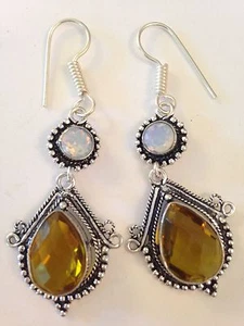 ❤️PENDIENTES DE ÓPALO DE FUEGO Y PIEDRAS PRECIOSAS CITRINO ~ PLATA ESTERLINA 2.3" JOYERÍA 925 NUEVOS❤️ - Imagen 1 de 4