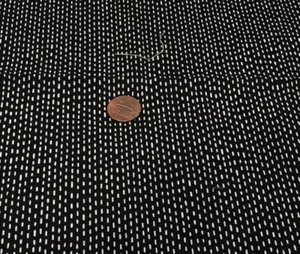 White Stitch Marks on Black * Michael Miller * 100 % Cotton Remnant * 21" x 8" - Picture 1 of 4