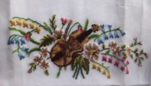  MADEIRA preworked needlepoint tapestry canvas seat bench music theme violin