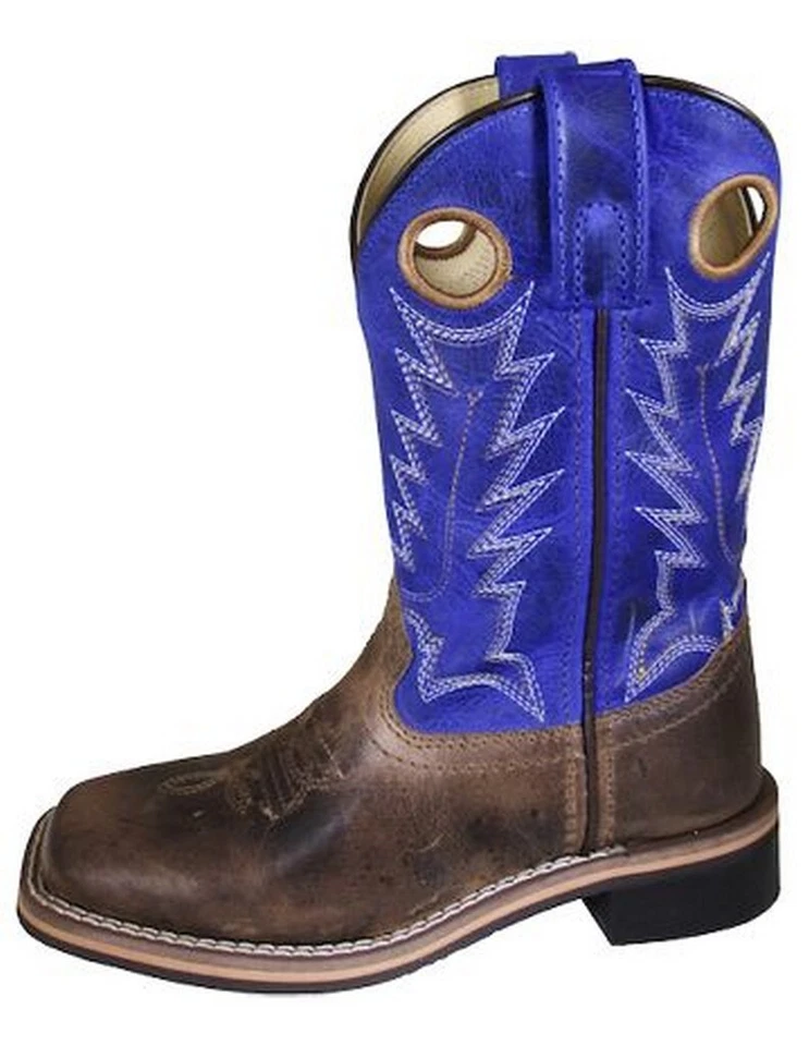 Botas occidentales Smoky Mountain para niños de cuero polvoriento punta cuadrada marrón 3084C Foto 1 de 1