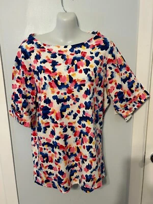 Nuevo con etiquetas Style&co Blanco Colorido Multi Top/Camiseta con Codo Puño Manga Talla Grande 2X Foto 1 de 3