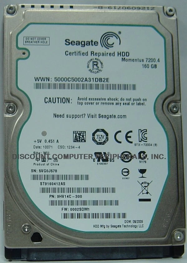 160GB 2.5" SATA ST9160412AS 9.5mm Hard Drive Seagate Tests Good Our Drives Work - Image 1 of 1