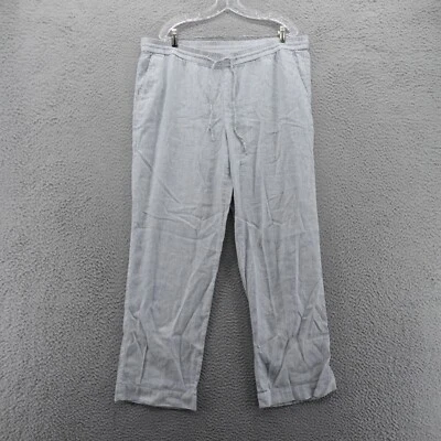 Pantalones Talbots Mezcla de Lino Pierna Recta 16W Blanco Gris Rayas Mujeres Playa Costera Foto 1 de 4